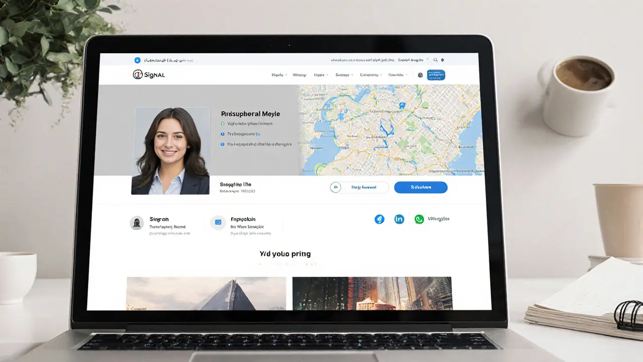 A professional escort profile on a discreet website with transparent pricing and secure messaging icons.