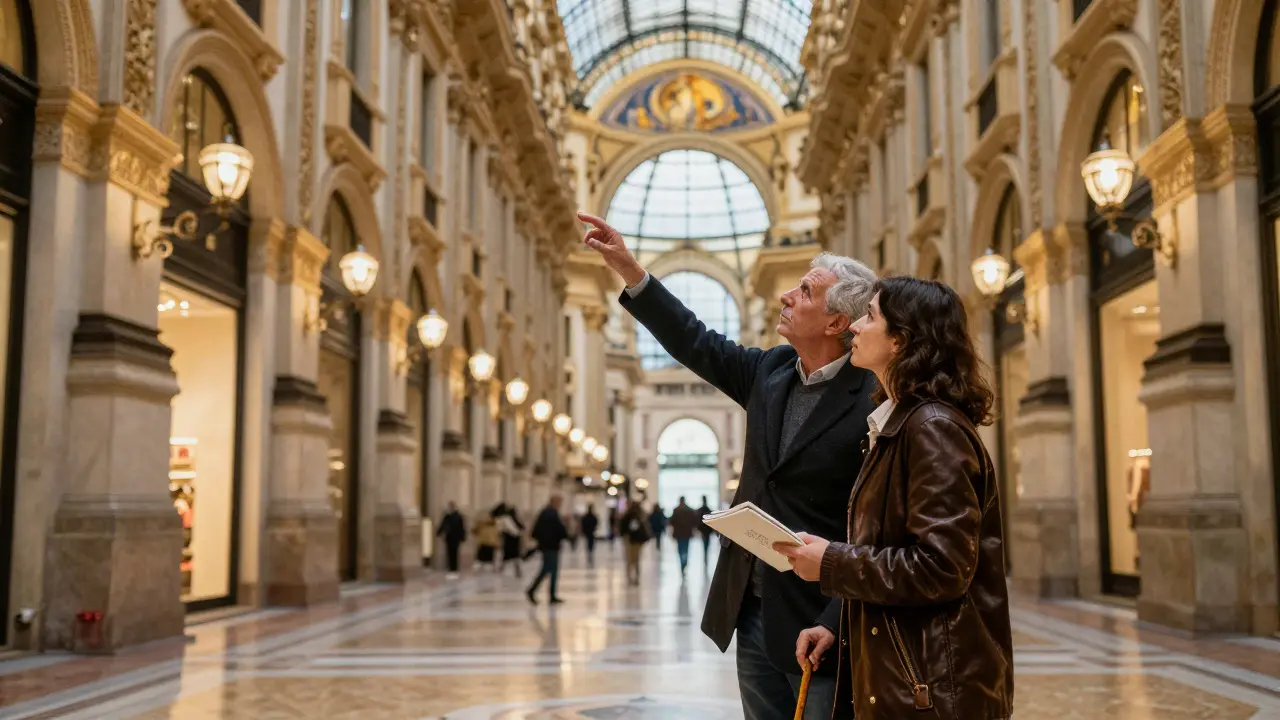 An intimate private tour of Galleria Vittorio Emanuele II after hours, with a companion pointing out hidden details.