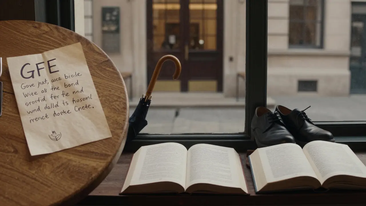 Three symbolic objects representing emotional connection: note, umbrella, open book.